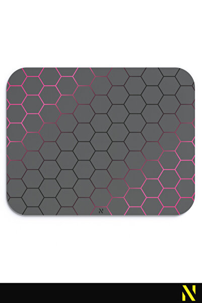 nilizma Pembe Siyah Petek Desenli Premium Mouse Pad Kaymaz Taban Ergonomik Of...