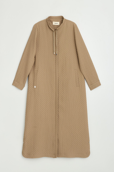 Nihan Large Size Thin Quilted Overcoat - Beige