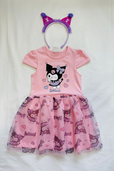 Neva Baby Boutique طقم فستان وتنورة توتو مطبوعة للبنات مع تاج