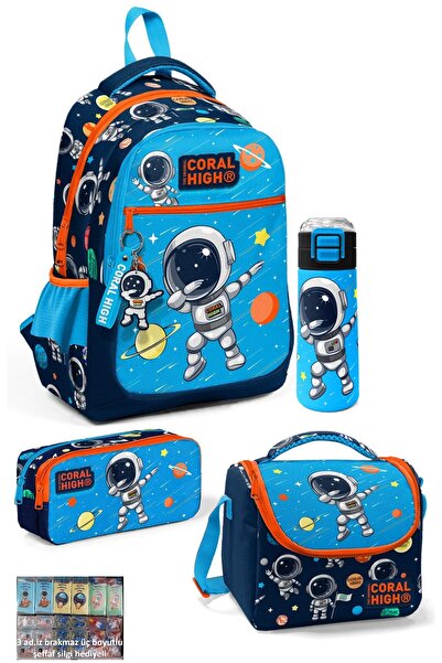 Coral High Astronot Mavi 4'lü okul çanta seti