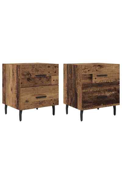 vidaxl Dulap de noapte cu sertar 2 pcs Lemn vechi 40 x 35 x 47,5 cm