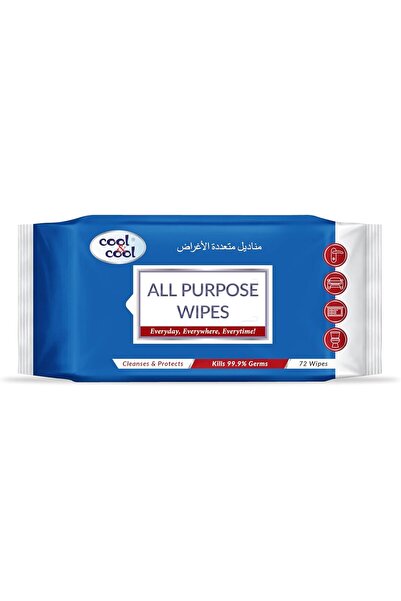COOL & COOL All Purpose Wipes 72's - Cleanses & Protects,Kills 99.9% Germs, D...