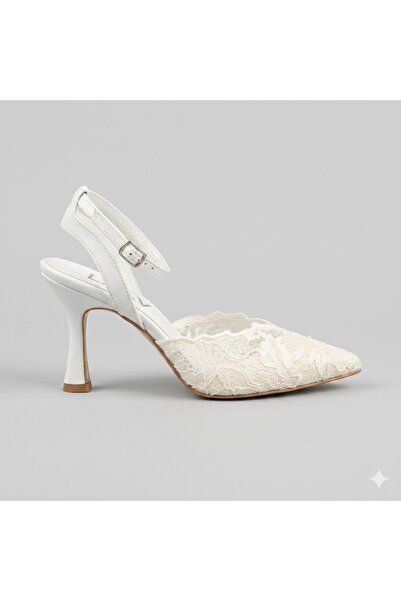 KİNDEP (Pine Cone) Women's Shoes with Lace Detail and Closed Toe Heels