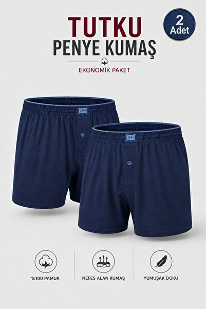Alıç Tutku Men's Combed Cotton Boxer Underwear - 2 Pieces Comfortable Fit Bre...