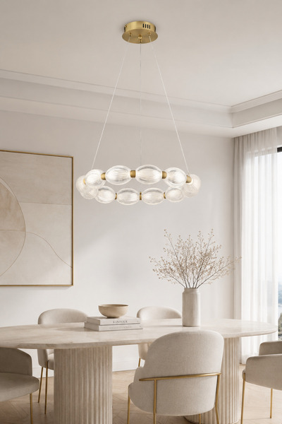 Taşcan Aydınlatma Velora Gold Eskitme Sarkıt Led Avize Modern Luxury Salon Ya...