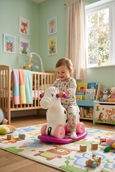 Tıfıl Toys Dıgıdık 2'si 1 Arada Sallanan ve Tekerlekli At Ergonomik Taşınabil...