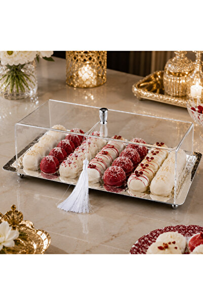 laverahome Luxury Serving Tray with Clear Acrylic Lid