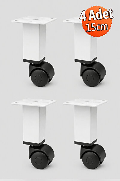 Badem10 Omaks 15 cm kvadrat (4 komada) belo metalno telo sa plastičnim točkov...