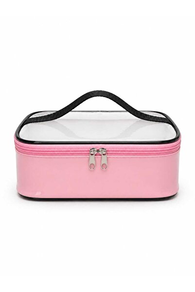 Maykis Transparent Lid Box Patent Leather Makeup Bag