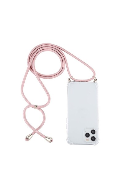 sscase Four-Corner Θήκη Σιλικόνης Διάφανη με Λουράκι Pink (Apple iPhone 12 Pro)