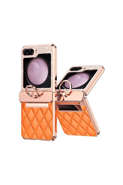 sscase Rhombus and Strass Σκληρή Θήκη με Δαχτυλίδι Orange (Samsung Galaxy Z F...