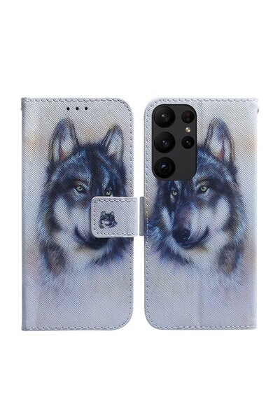 sscase Colored Drawing Θήκη Πορτοφόλι White Wolf (Samsung Galaxy S23 Ultra 5G)