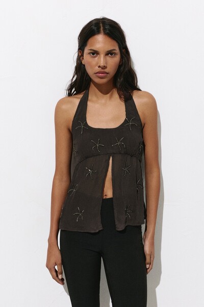 Pull & Bear Boncuk işlemeli halter top
