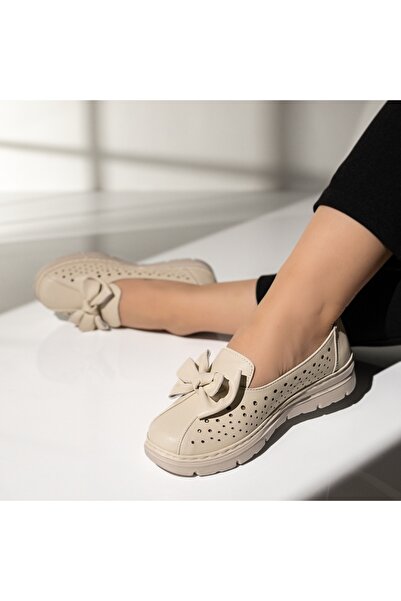 Modlet.ro Pantofi casual de damă bej perforați cu fundă MOD14330