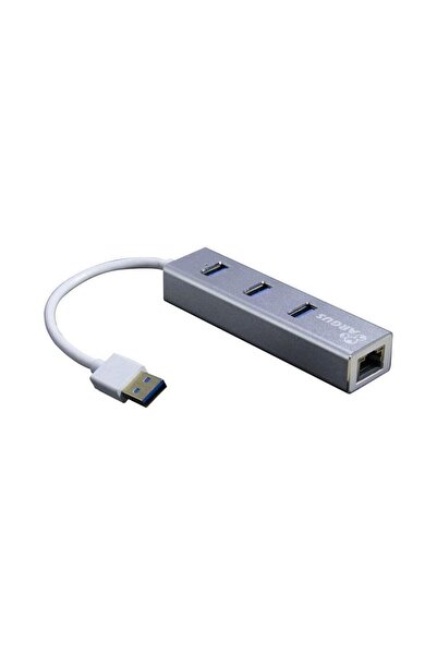 Inter-Tech Argus IT-310-S USB 3.0 Hub, RJ45 Gigabit, 3 x USB 3.0, Silver