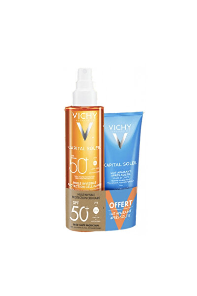 Vichy Capital Soleil Top Bottom Set Invisible Cellular Protection Oil SPF50+ ...