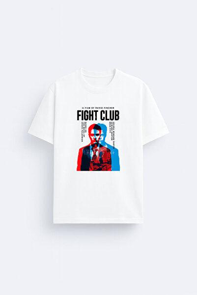 cesita Fight Club Printed Crew Neck White T-Shirt T-Shirt