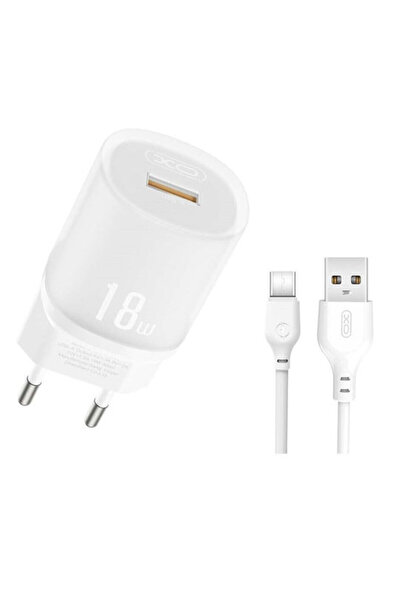 Xo Φορτιστής με θύρα USB-A και καλώδιο USB-C 18W Quick Charge 3.0 Λευκός (L157)