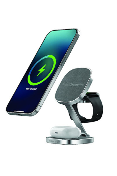 Mobile Origin Φορτιστής Magsafe 15W Ασημί (TravelCharge Pro)