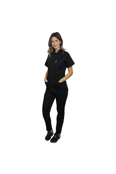 RUNI Uniforma bucatar dama negru tip tunica