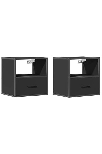 vidaxl Noptiere de perete, 2 buc., negru, 40x31x39,5 cm