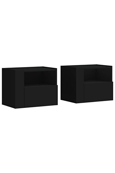 vidaxl Noptiere de perete, 2 buc., negru, 45x30x35 cm