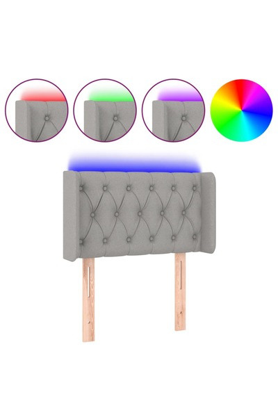 vidaxl Tăblie de pat cu LED, gri deschis, 83x16x78/88 cm, textil