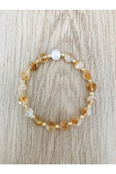 MK tasarım Real pearl-citrine stone bracelet mk.7000.817- comfort-calm-energy...