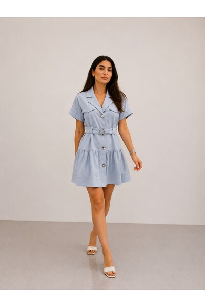 centilmen Beethoven Magro Women's Short-Sleeved Casual Dress with Belt 8325