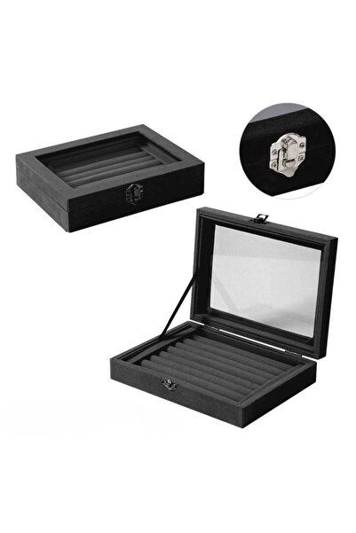Generic Ring Box Velvet Jewelry Box - Lead Grey