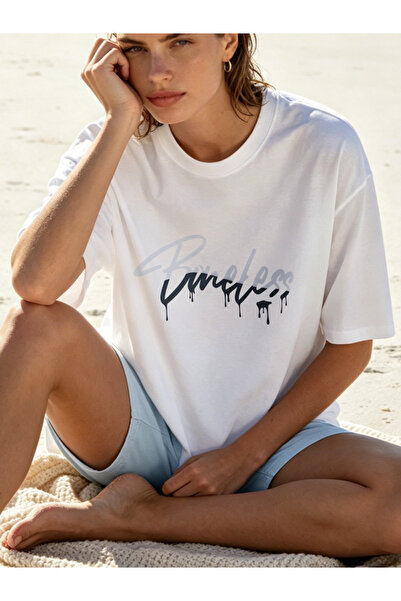 Fleck Womens T Shirts Pureless Graffiti Print Oversized Casual Summer Style
