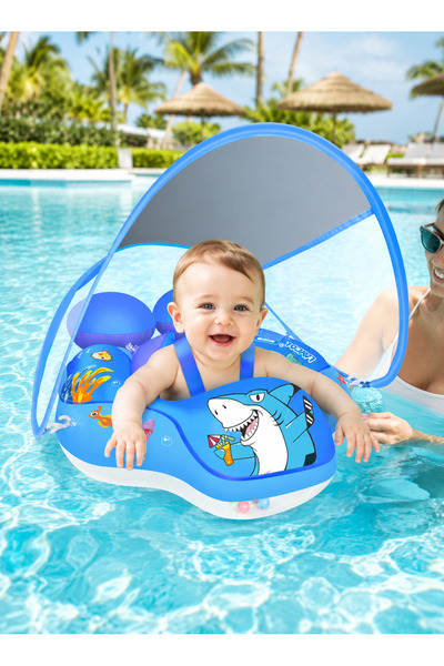 Generic Baby Pool Float with Canopy, UPF 50+ Sun Protection, Anti-flip Design...