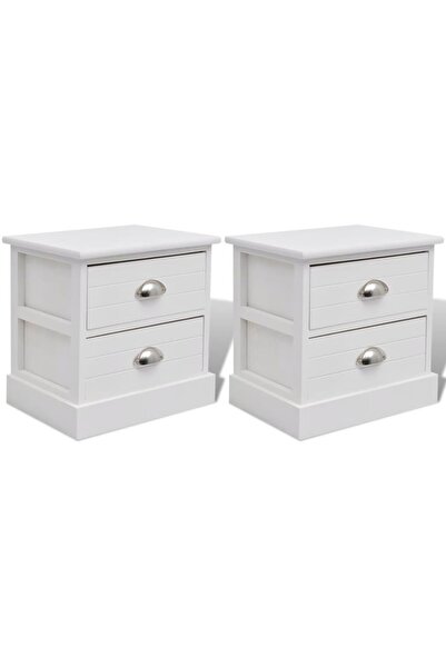 vidaxl Noptiere în stil franțuzesc, 2 buc, alb