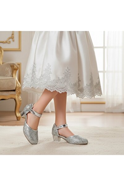OEM Pantofi eleganți cu toc pentru fete, cu aplicații paiete decorative, A2216