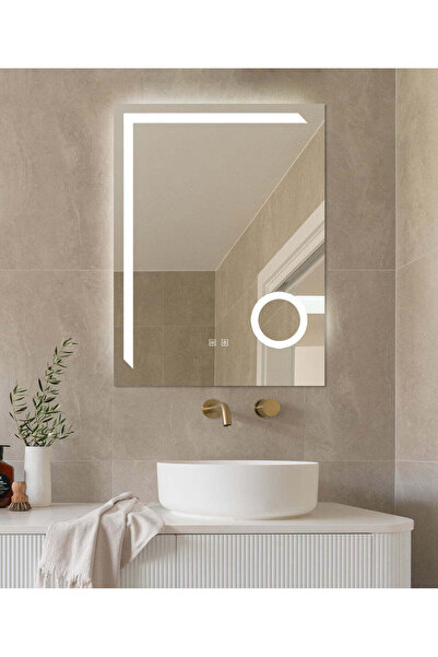 Olivy LED bathroom mirror 60x80 cm with magnifying glass, 3 light shades, def...