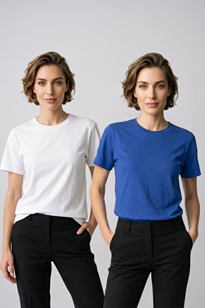 fevien Women's 2-Pack Basic Crew Neck Short Sleeve T-Shirt - Casual Comfort F...