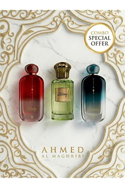 Ahmed perfumes مجموعة روبي (100 مل)، زيليني (100 مل) وسابفاير (100 مل) - 3 عط...