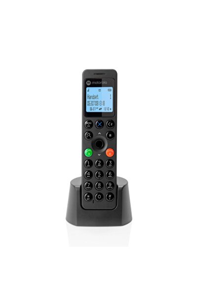 Motorola DOT201 Μαύρο ασύρματο τηλέφωνο DECT GAP με φωτιζόμενη οθόνη, ανοιχτή...