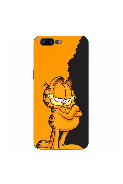OEM Θήκη συμβατή με OnePlus 5, από σιλικόνη TPU, μοντέλο Garfield, σε μαύρο κ...