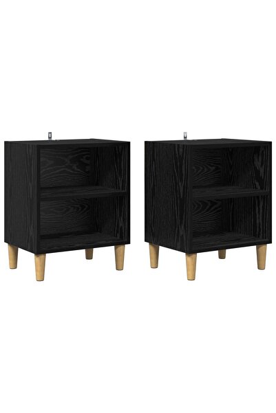 vidaxl Dulap de pat 2 pcs Stejar Negru 40 x 30 x 50 cm Lemn compozit