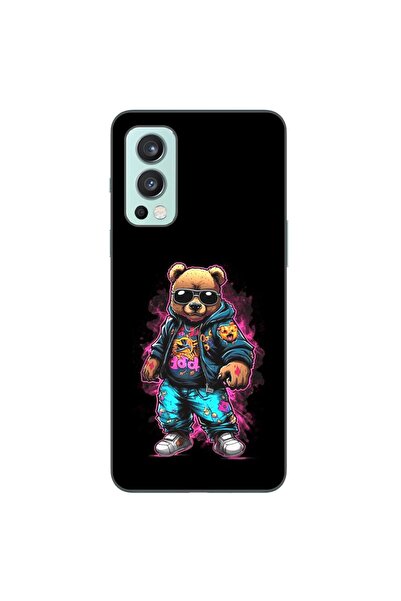 OEM Case compatible with OnePlus Nord 2 Silicone Gel Tpu Pattern Bear Cool Black