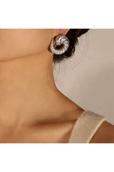 OEM Silver Spiral Earrings Stainless Steel 18K Gold Plated