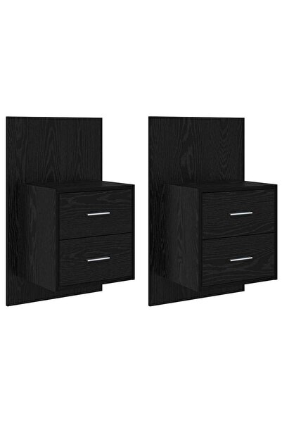 vidaxl Noptieră suspendată 2 pcs Stejar Negru 48,5 x 32,5 x 80 cm