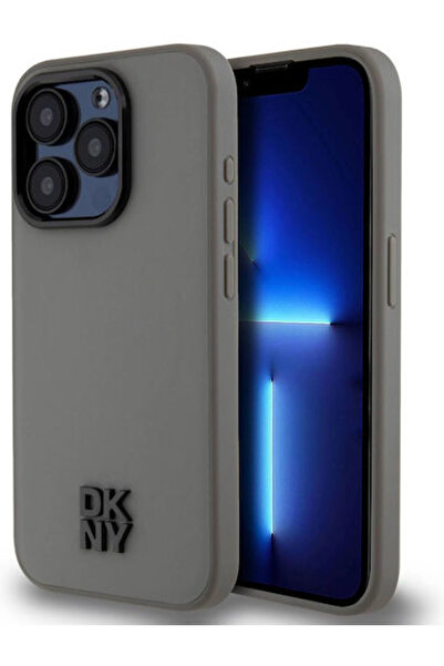 Dkny Leather Stack Logo Magsafe Πίσω Κάλυμμα από Συνθετικό Δέρμα Γκρι (iPhone...