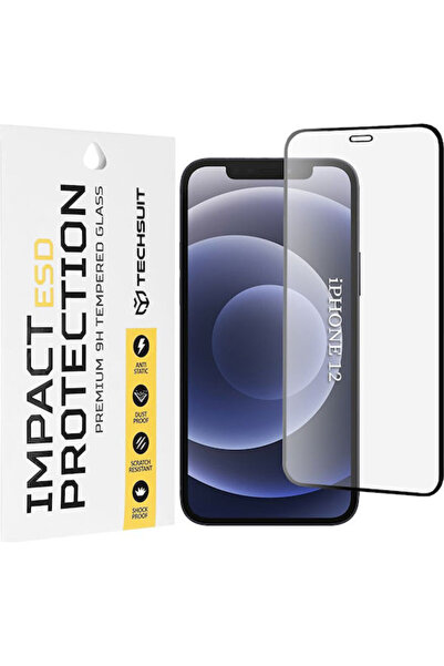 Techsuit Πίσω Κάλυμμα από Σκληρυμένο Γυαλί Μαύρο (iPhone 12)