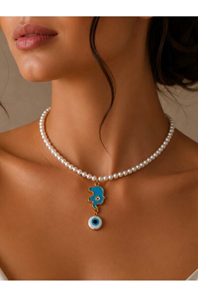 HALHALMILL Thread and evil eye bead dangle luck necklace