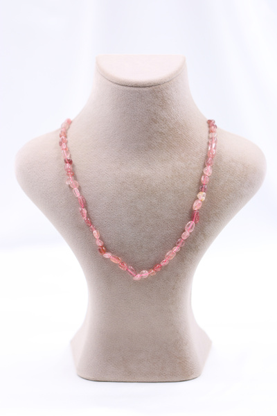 SAURACHI Strawberry Quartz Stone Amorphous Cut Pendant Natural Stone Array