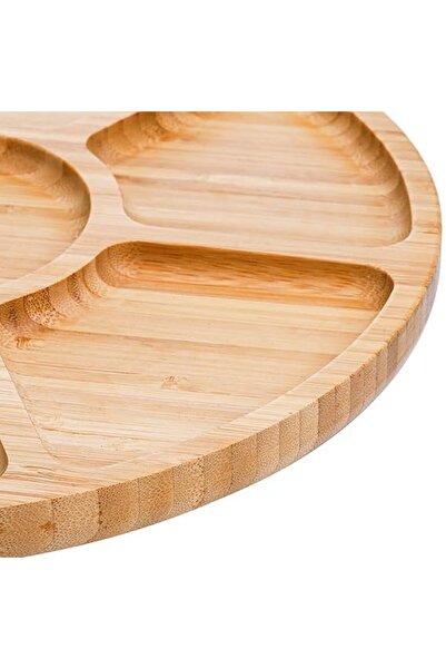 Yıldızan Nzr Beautestore 7-Compartment Serving Plate, 12" Bamboo Party Appeti...