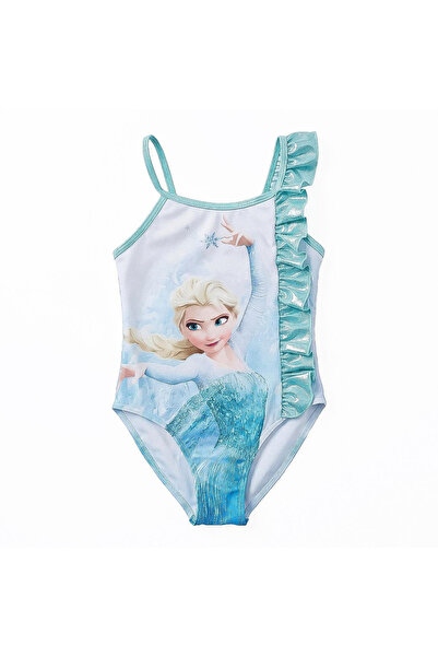 Disney Frozen Costum de baie întreg cu volane Frozen și Olaf Albastru