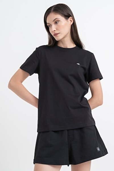Calvin Klein Jeans Βαμβακερό μπλουζάκι με κεντημένο λογότυπο, Μαύρο, XL